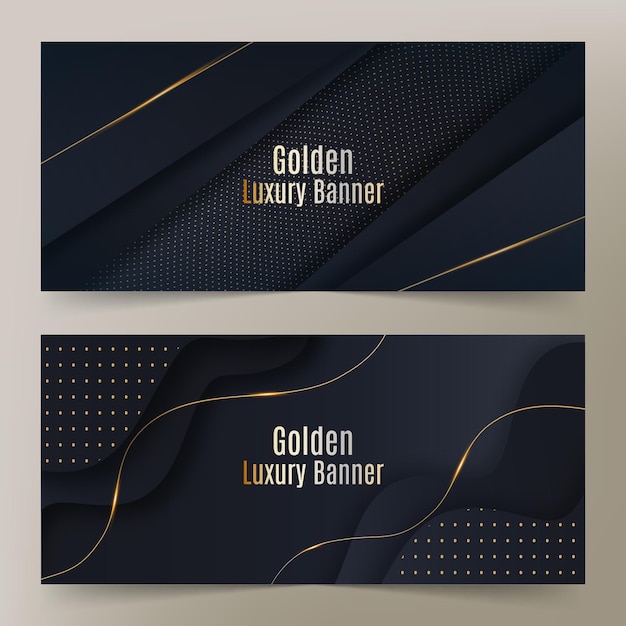 Free vector realistic golden luxury banners