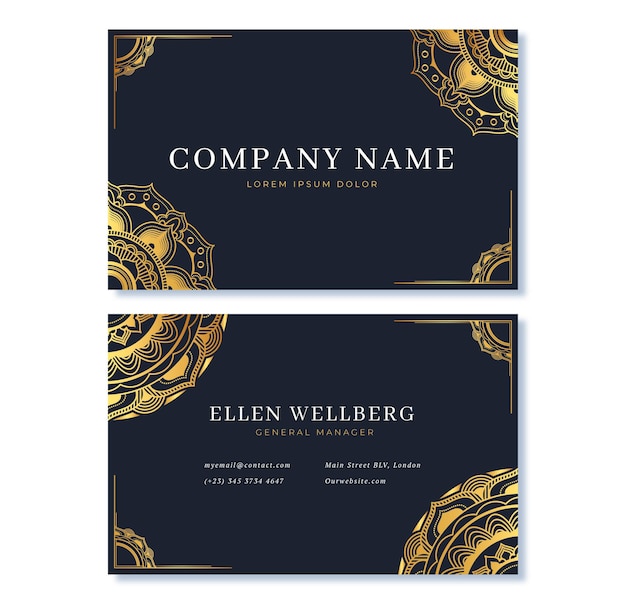 Realistic golden luxury business card template