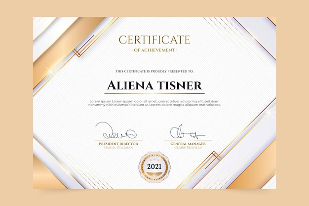 Free Vector realistic golden luxury certificate template