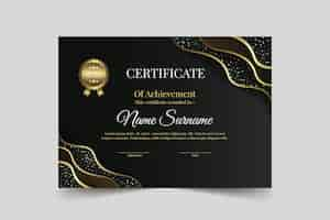 Free vector realistic golden luxury certificate