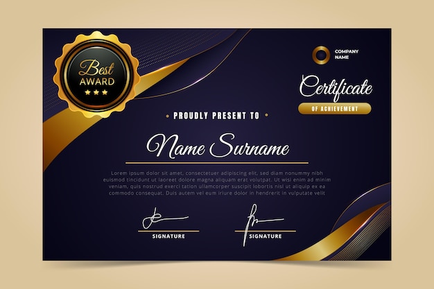 Realistic golden luxury certificate