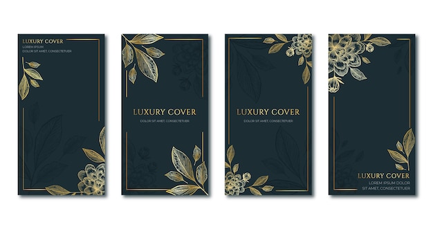 Realistic golden luxury covers collection