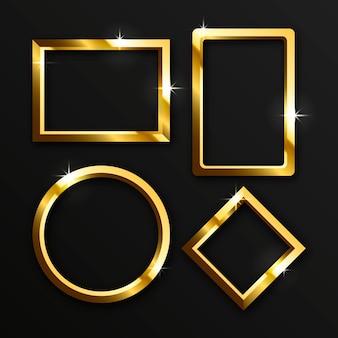 Realistic golden luxury frames