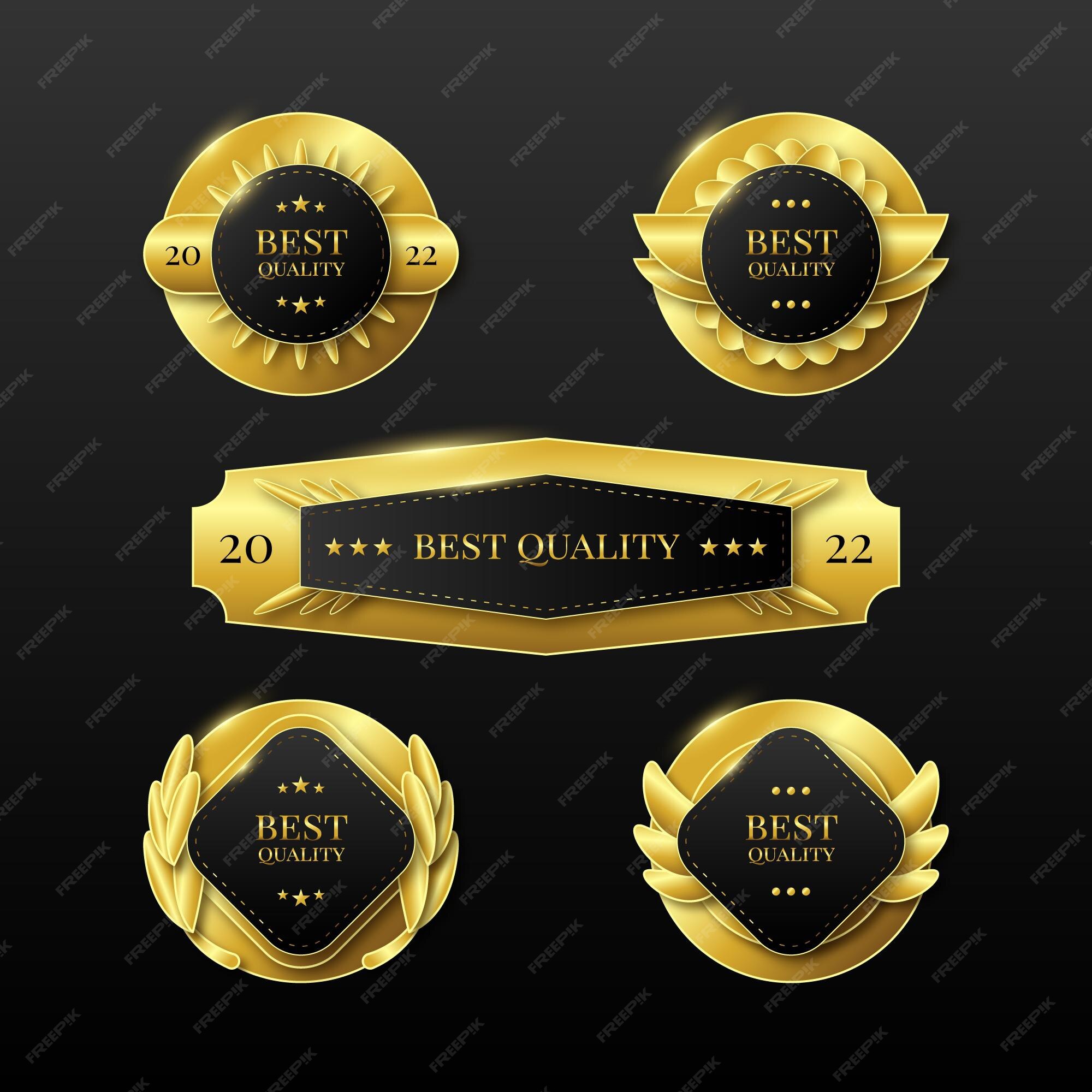 Free Vector  Realistic golden luxury badges collection