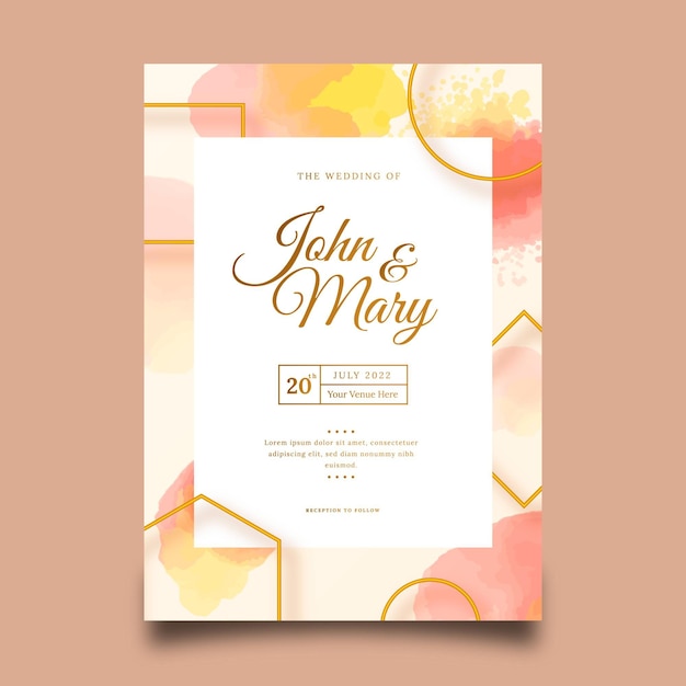 Free vector realistic golden luxury wedding invitation template