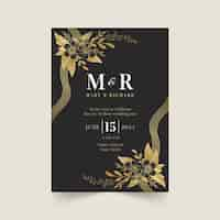 Free vector realistic golden luxury wedding invitation