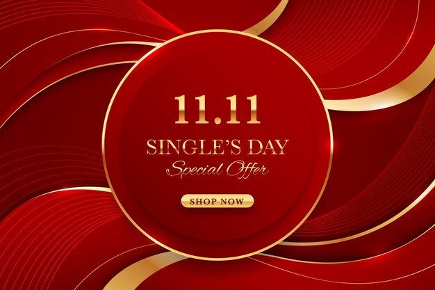Free Vector realistic golden and red single's day background