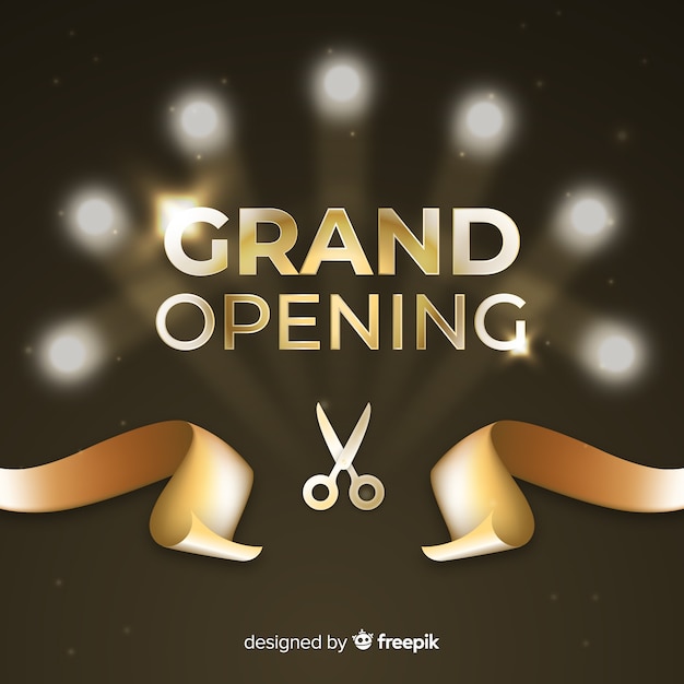 Free vector realistic golden ribbon grand opening background