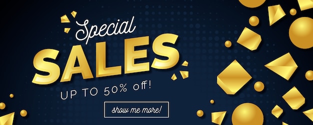 Realistic golden sales banner template