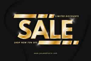 Free vector realistic golden sales banner