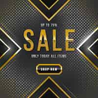 Free vector realistic golden sales banner