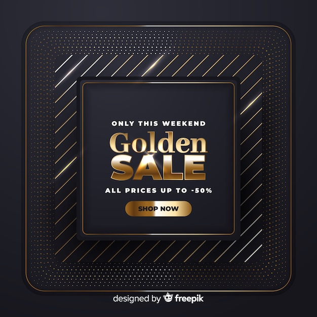 Free vector realistic golden sales banner