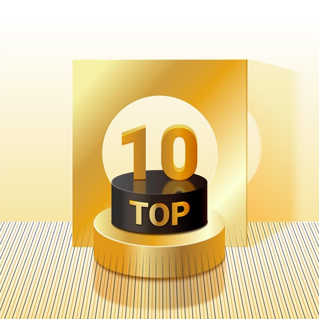 Realistic golden top 10 podium