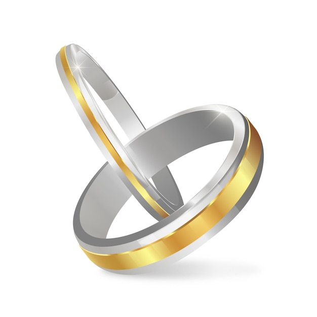 影のあるリアルな金色の結婚指輪