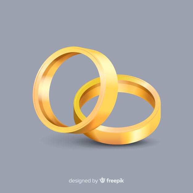 Realistic golden wedding rings