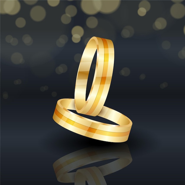 Free vector realistic golden wedding rings