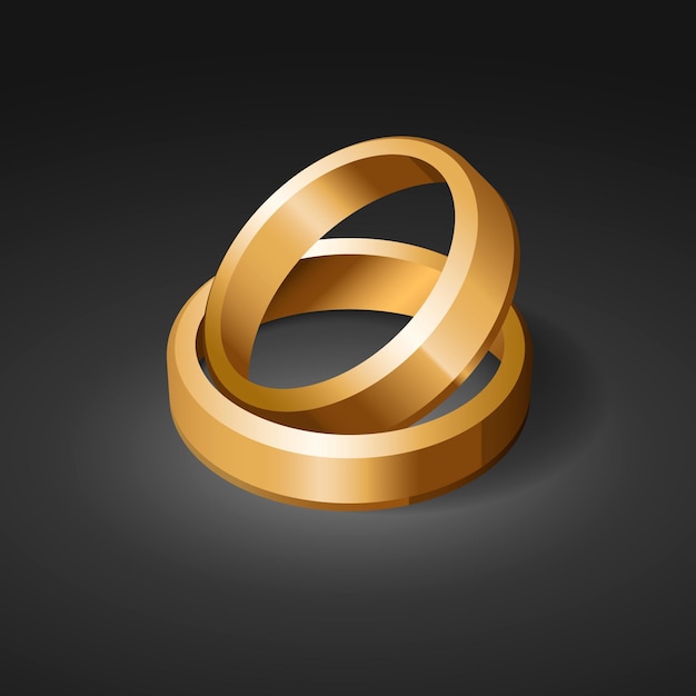 Реалистичные золотые обручальные кольца