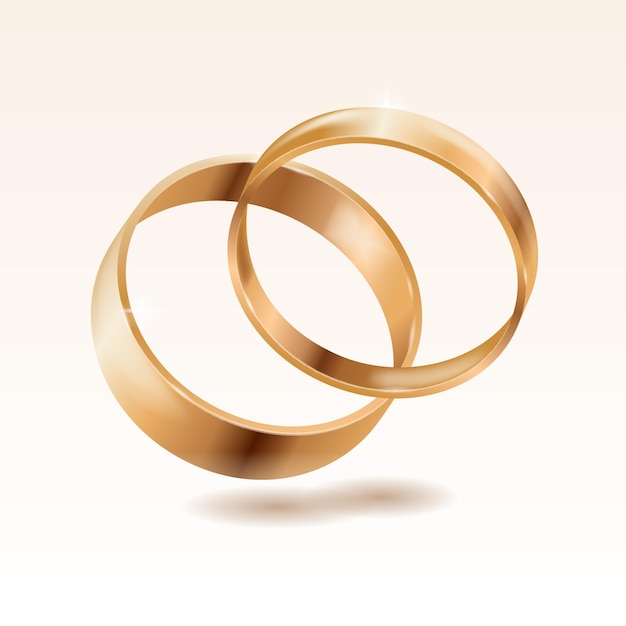 Free vector realistic golden wedding rings