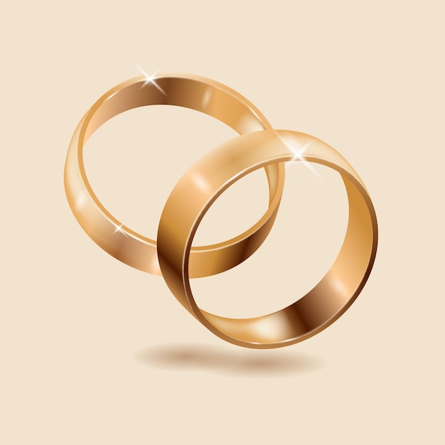 Realistic golden wedding rings