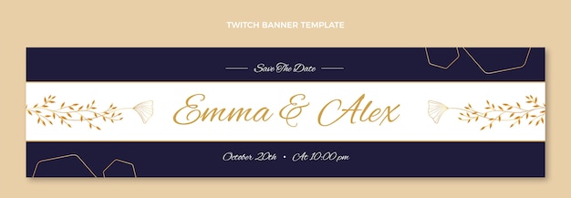 Realistic golden wedding twitch banner
