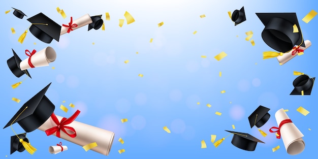 Free vector realistic graduate caps background