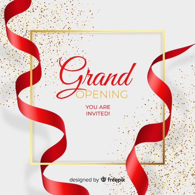 Free vector realistic grand opening background with confetti