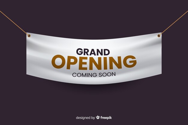 Realistic grand opening banner template