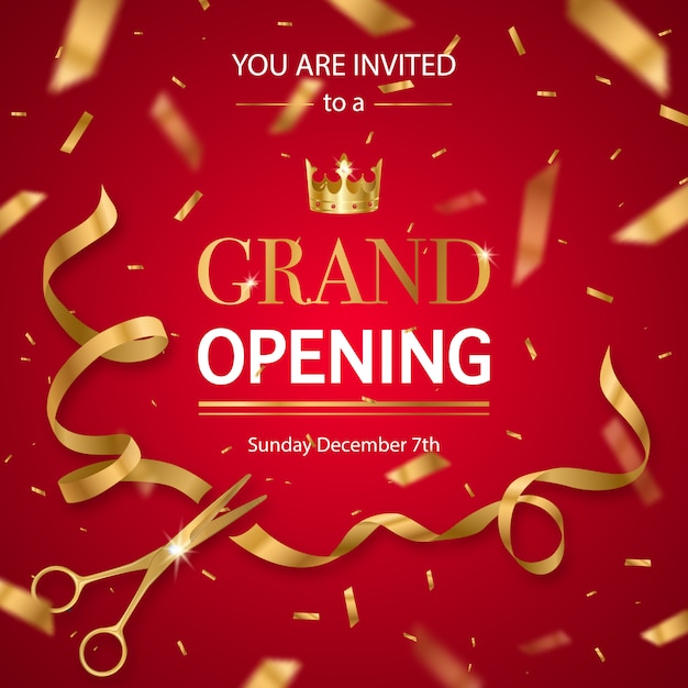 Free vector realistic grand opening invitation