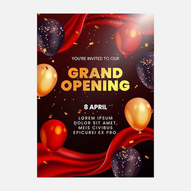 Free vector realistic grand opening invitation