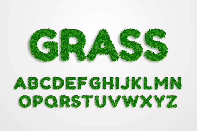 Realistic grass font alphabet Free Vector