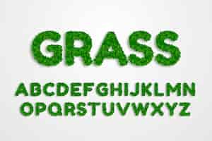 Free vector realistic grass font alphabet
