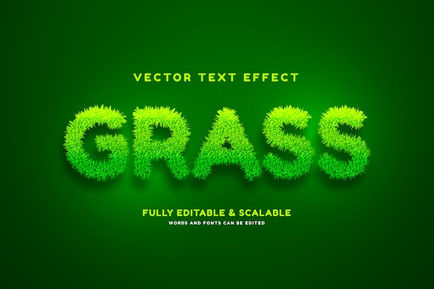 Realistic grass text effect Free Vector