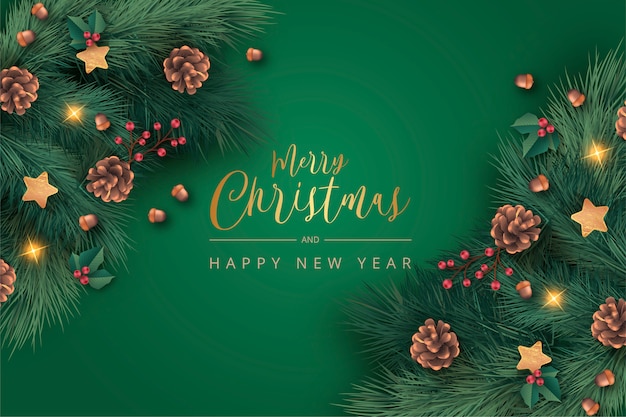 Free vector realistic green christmas background