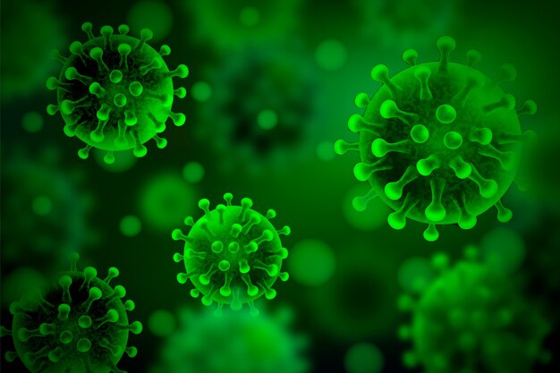 Realistic green coronavirus background