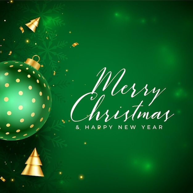 Realistic green merry christmas ball shiny background