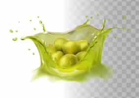 Vettore gratuito olive verdi realistiche su olio