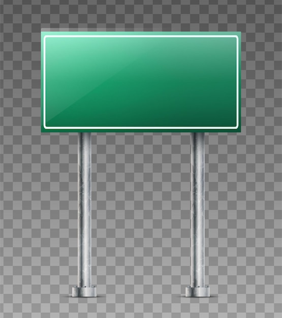 realistic green road sign Isolated on white