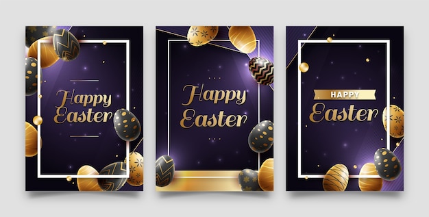 Free vector realistic greeting cards collection for easter celebration