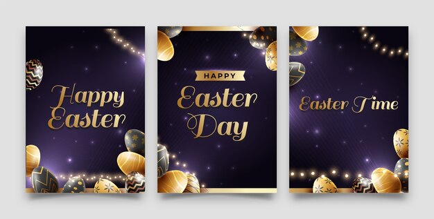 Free vector realistic greeting cards collection for easter celebration