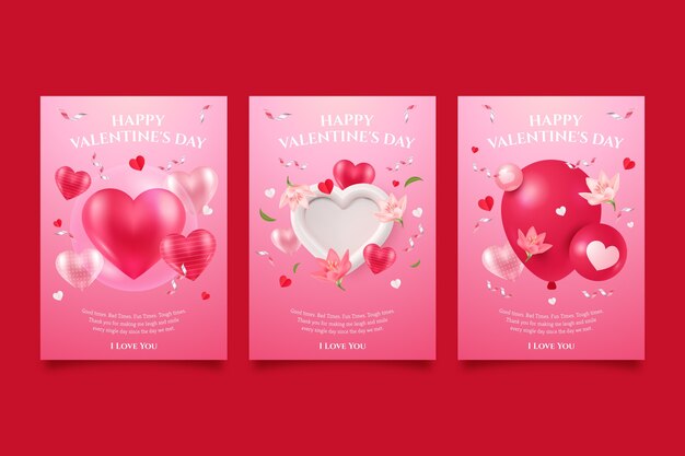발렌타인 데이를 위한 현실적인 인사말 카드 컬렉션