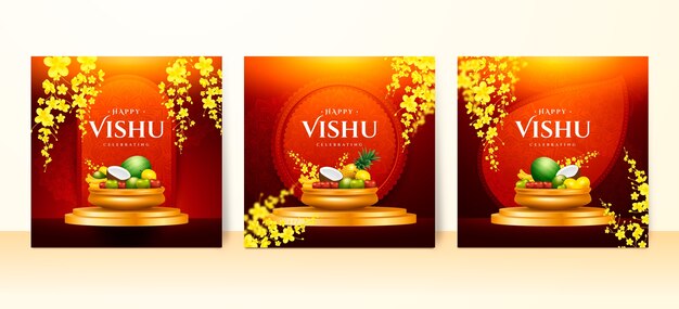 Реалистичная коллекция поздравительных открыток для празднования фестиваля вишу