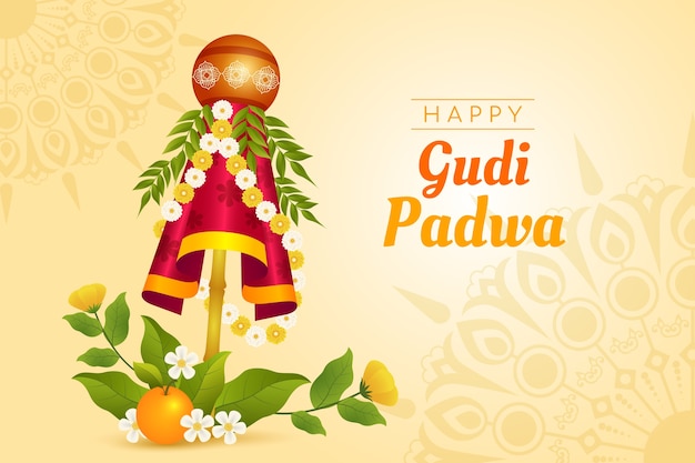 Free vector realistic gudi padwa background