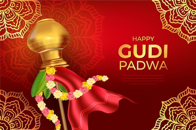 Realistic gudi padwa day concept