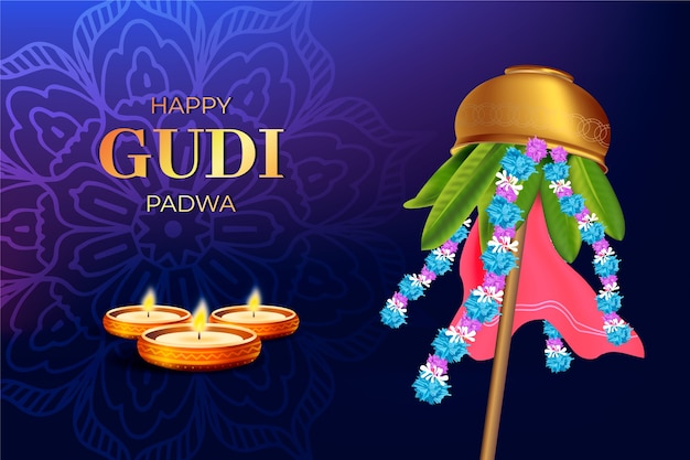 Realistic gudi padwa day theme