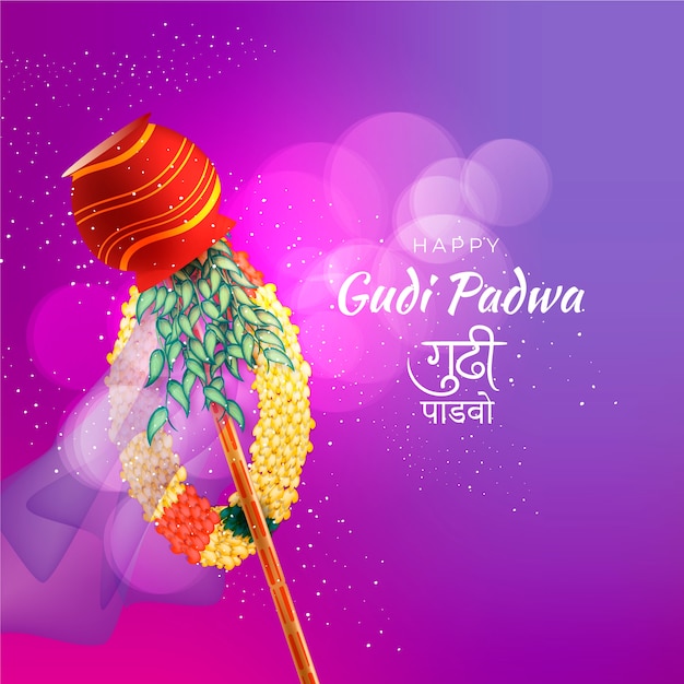 Free vector realistic gudi padwa theme