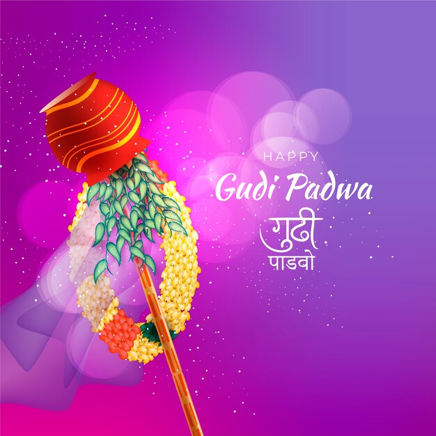 Realistic gudi padwa theme