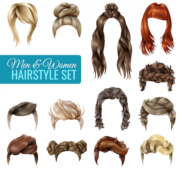 Free vector realistic hairstyle set