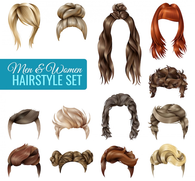 Free Vector realistic hairstyle set