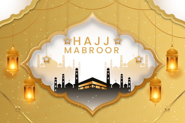 Free vector realistic hajj background with lanterns