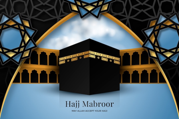 Free vector realistic hajj background with mecca